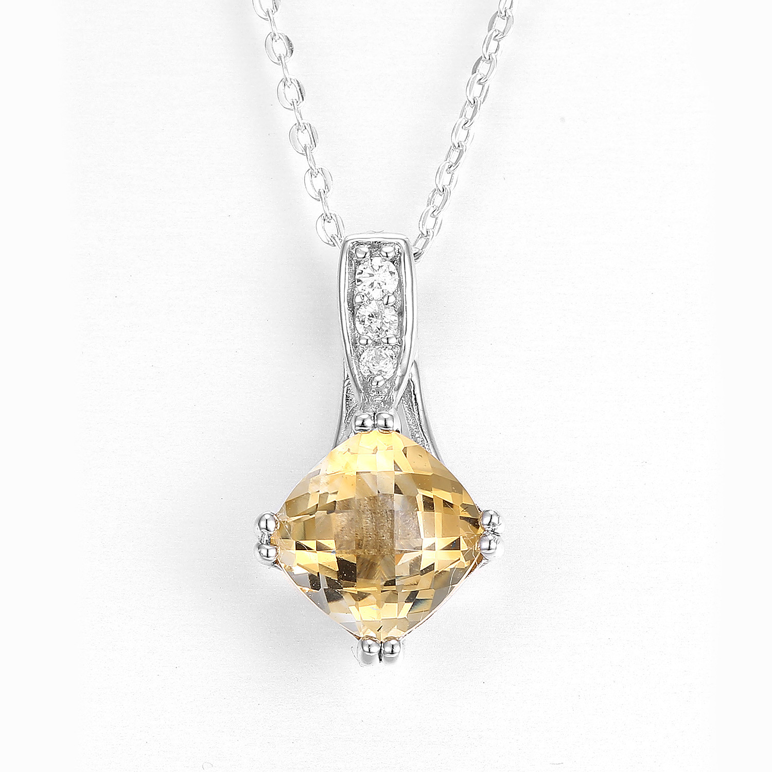 Cushion White Jade Marquise Pendant Necklace Elegant Gemstone Jewelry Women