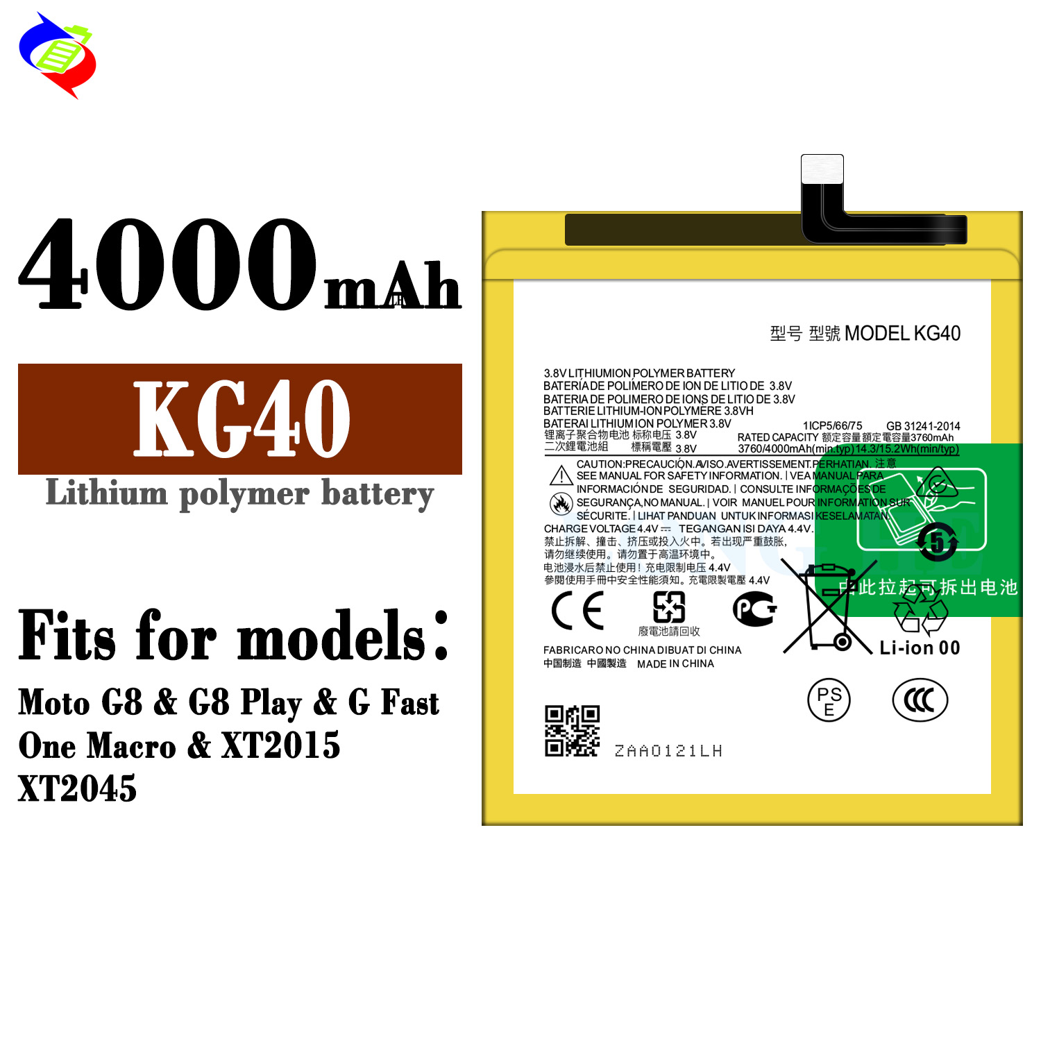 4000mAh KG40 Battery for Motorola Moto G8 Play XT2045 XT2015-2 Dual SIM Backup Battery