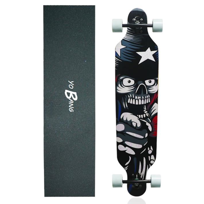 42inch Drop Through Double Kick Longboard With 70x51mm Red Wheel For Youth