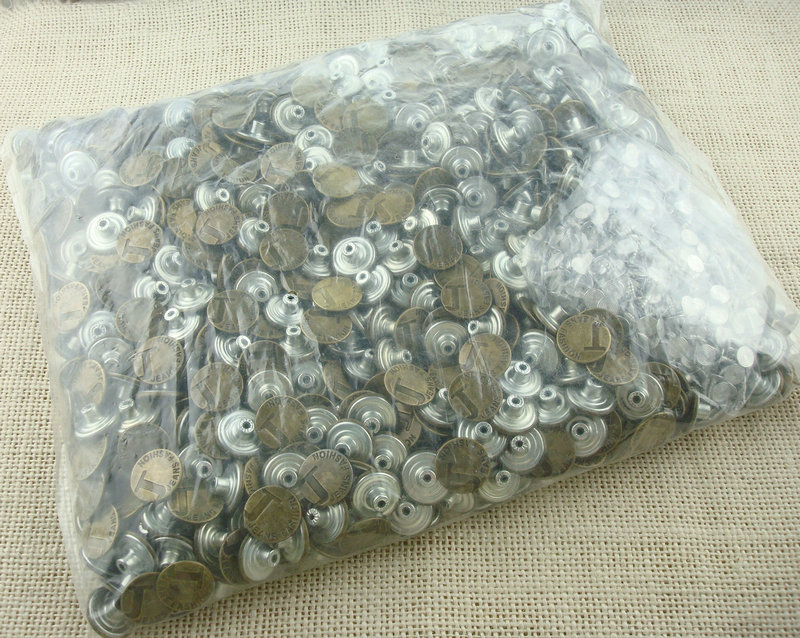 17MM 20MM Customized Engraved Debossed Emboss Logo Metal iron/brass Jean button