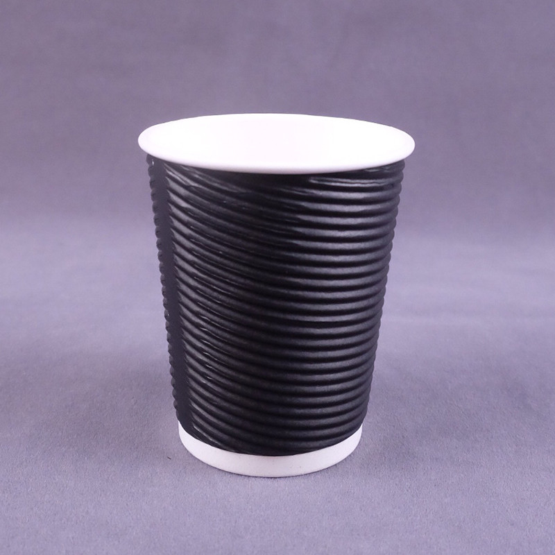 ripple wall Double Layer Paper Cup / 8 Oz Biodegradable Cups With PE Lid