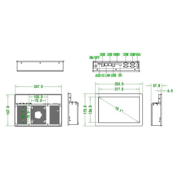 Industrial Panel Mounted Touch Screen PC / Windows Industrial PC 9 - 24V Wide Voltage