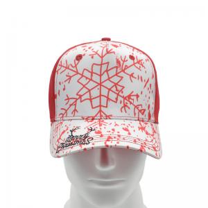 Quality Christmas Elements Design Trucker Baseball Hats With Metal Closure for sale