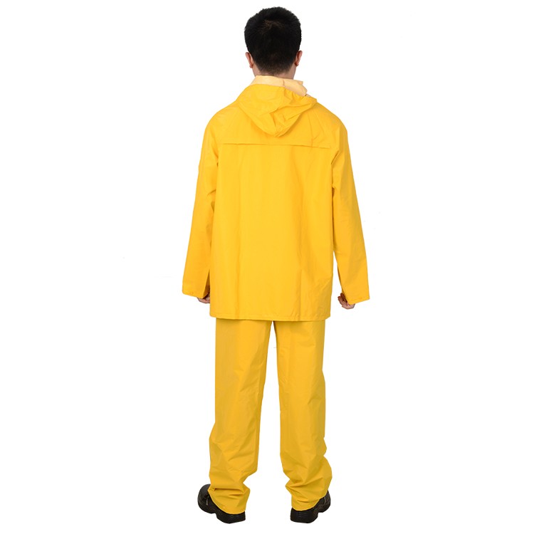 R101-Y 100% Water Proof Rain Jacket Pant PVC Polyester Hooded RAINWEAR for Adults
