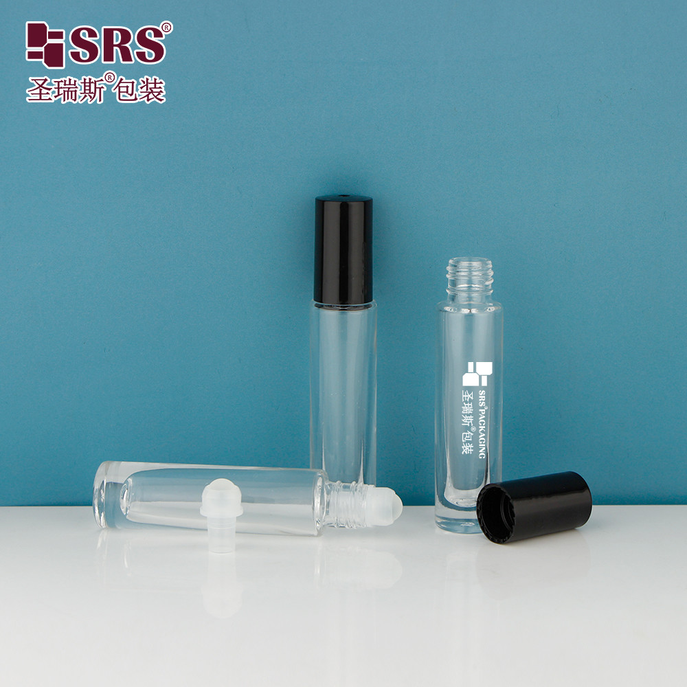 GB1-5ML Mini Cute High End Thick Bottom Transparent Clear Roll On Bottle For Essential Oil Perfume Round Applicator