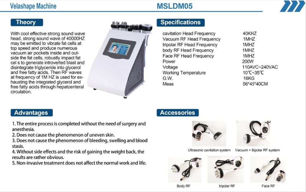 Ultrasound Vacuum Cavitation System Beauty Apparatus Body Slimming Machine