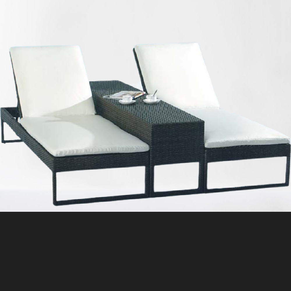Luxury indoor chaise lounge double chaise lounge with umbrella canopy modern outdoor lounger dual---6240