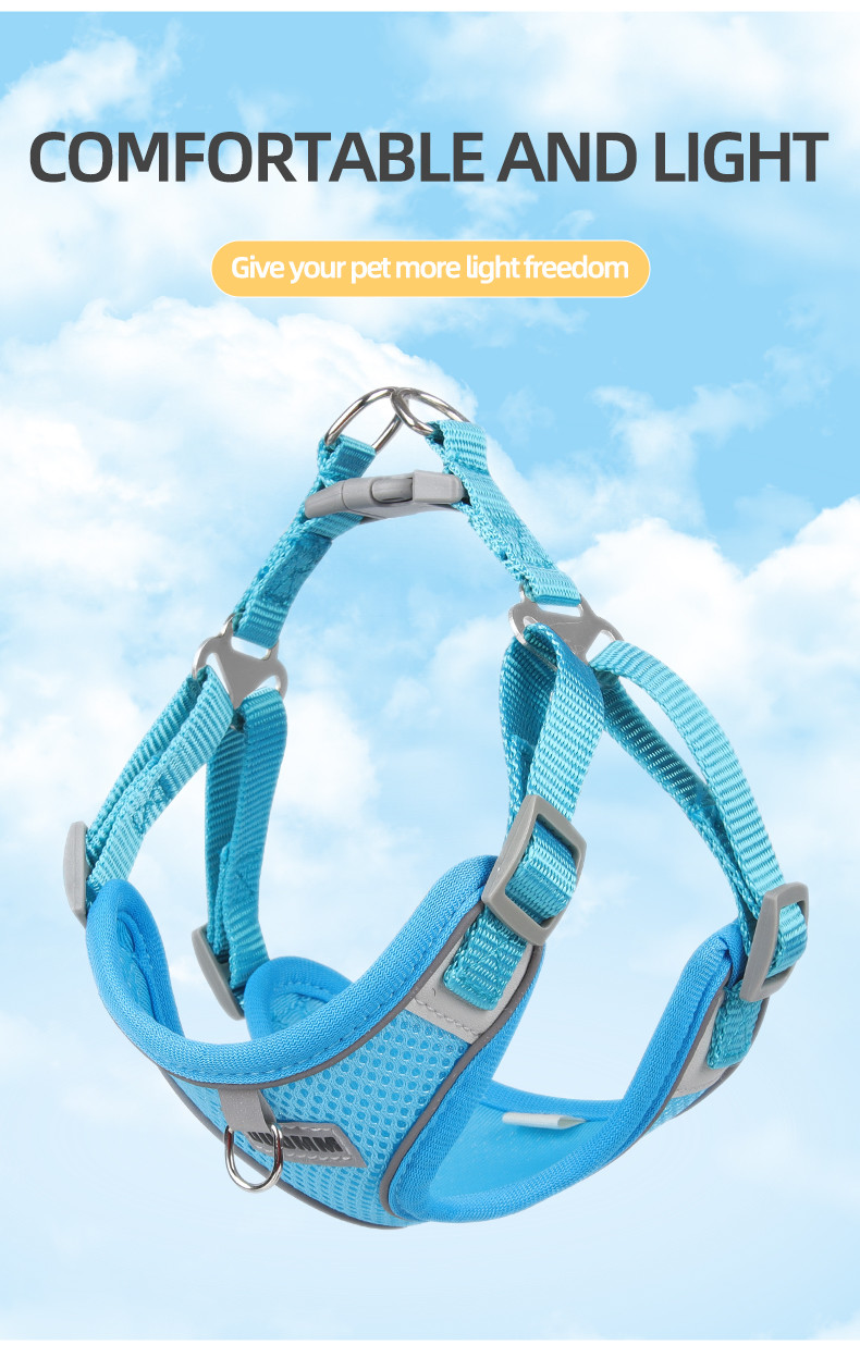 Pet Reflective Adjustable Harness Dog Breathable Mesh Harness And Leash Set