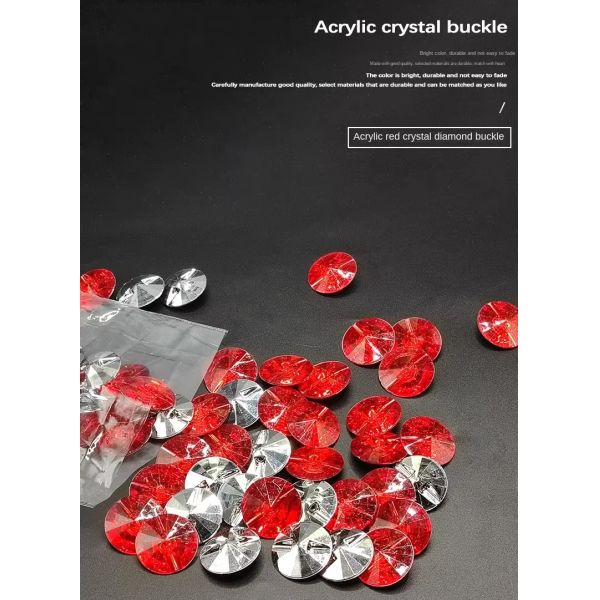 Modern-Style Red Acrylic Round Resin Button Flat Back Crystal Decorative for Kitchen Bathroom Dining and Living Room