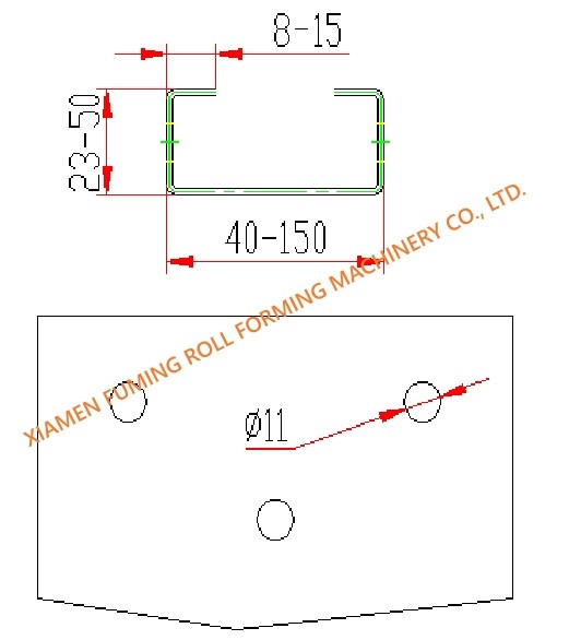 High Precision Purlin Roll Forming Machine With 11KW Powerful Motor