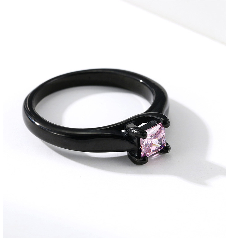 Men's Jewelry Stainless Steel Ring Matte Black Vintage Crystal Stone Ring