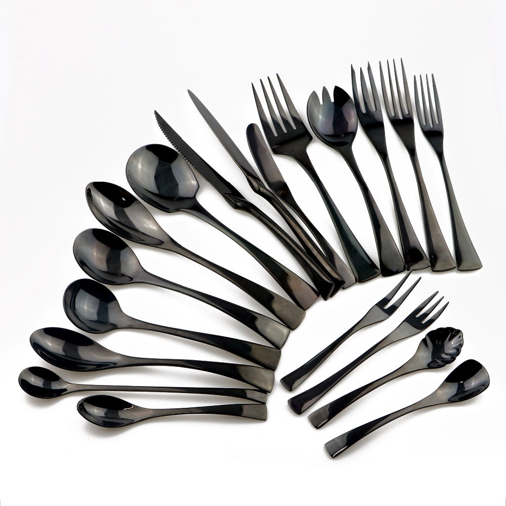 NEWTO Stainless Steel Black Flatware/Wedding Cutlery/Colorful Banquet Tableware