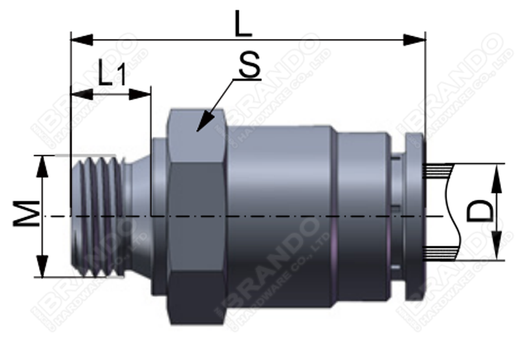 Male Straight Push In Brass Pneumatic Hose Fitting 4mm 6mm 8mm 10mm 12mm