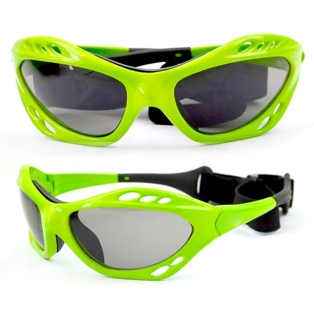 Green Color Watersports Sunglasses Black Rubber Nose Pad Customized Logo