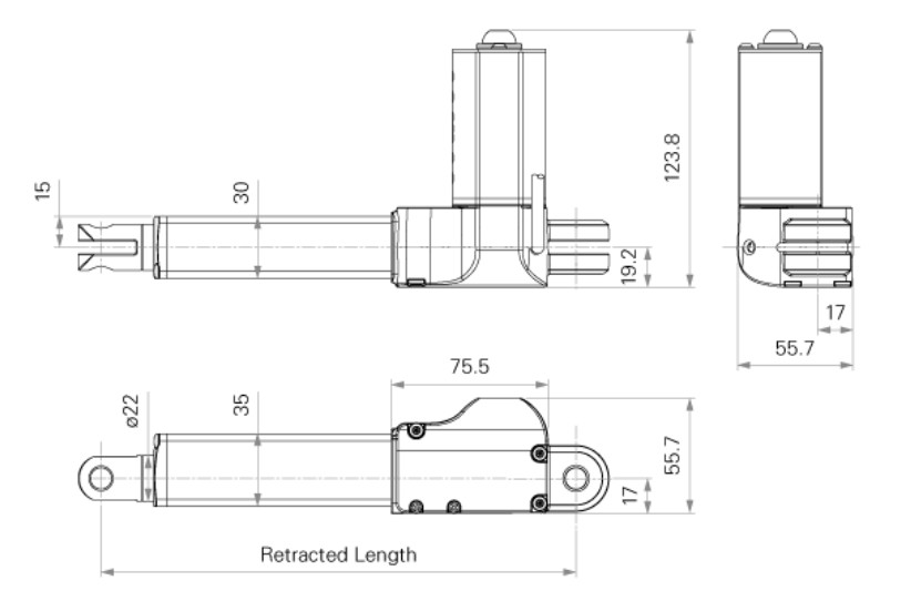24VDC Electric Linear Actuators 4000N 300mm Great Force Hall Sensors