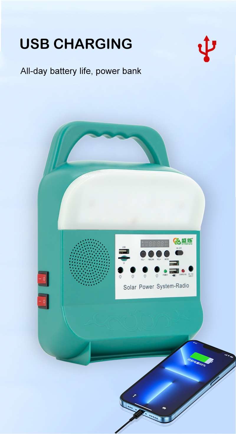 25W Mini Solar Home FM Lighting System Kit Application Energy