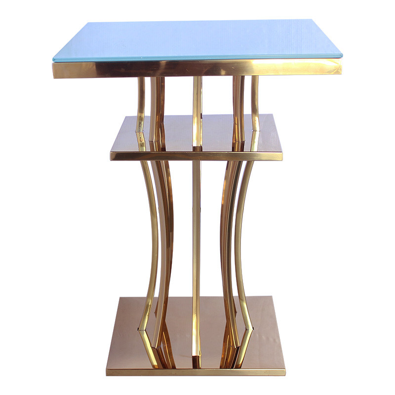 Luxury Square Side Table With Silver Mirror Glass Living Room Furniture