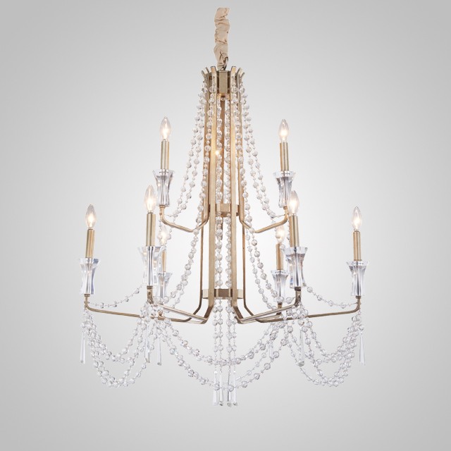 Wrought iron lighting two tier crystal chandelier (WH-CI-38)