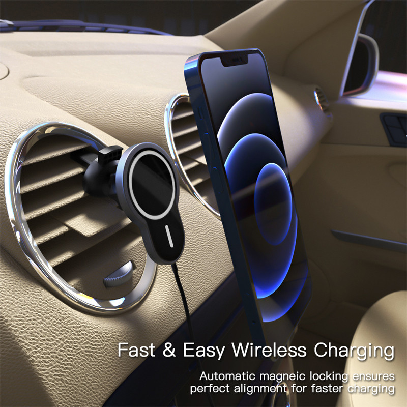 Magnetic Air Vent Quick Wireless Charger With LED Indicators Show