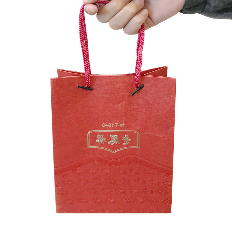 Custom Jewelry Free Sample Wedding Door Red Paper Gift Bags With Handles