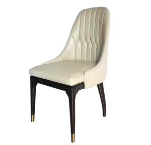 Quality Custom made beech wood frame leather upholstery dining chair for sale