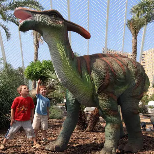 Theme Park Realistic Animatronic Dinosaur Parasaurolophus With Movement And Sound