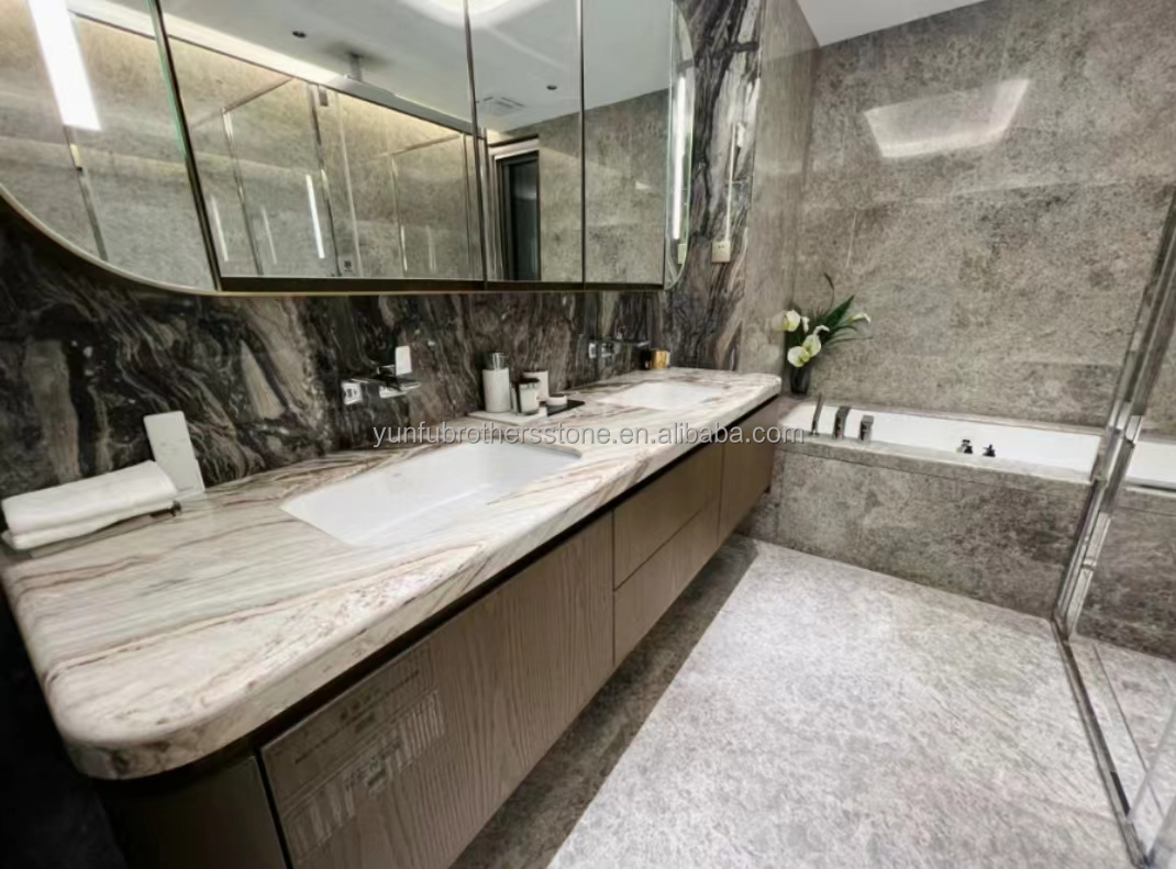Polished Modern Luxury Italy White Galaxy Marble Stairs for Bathroom Basins in Villas