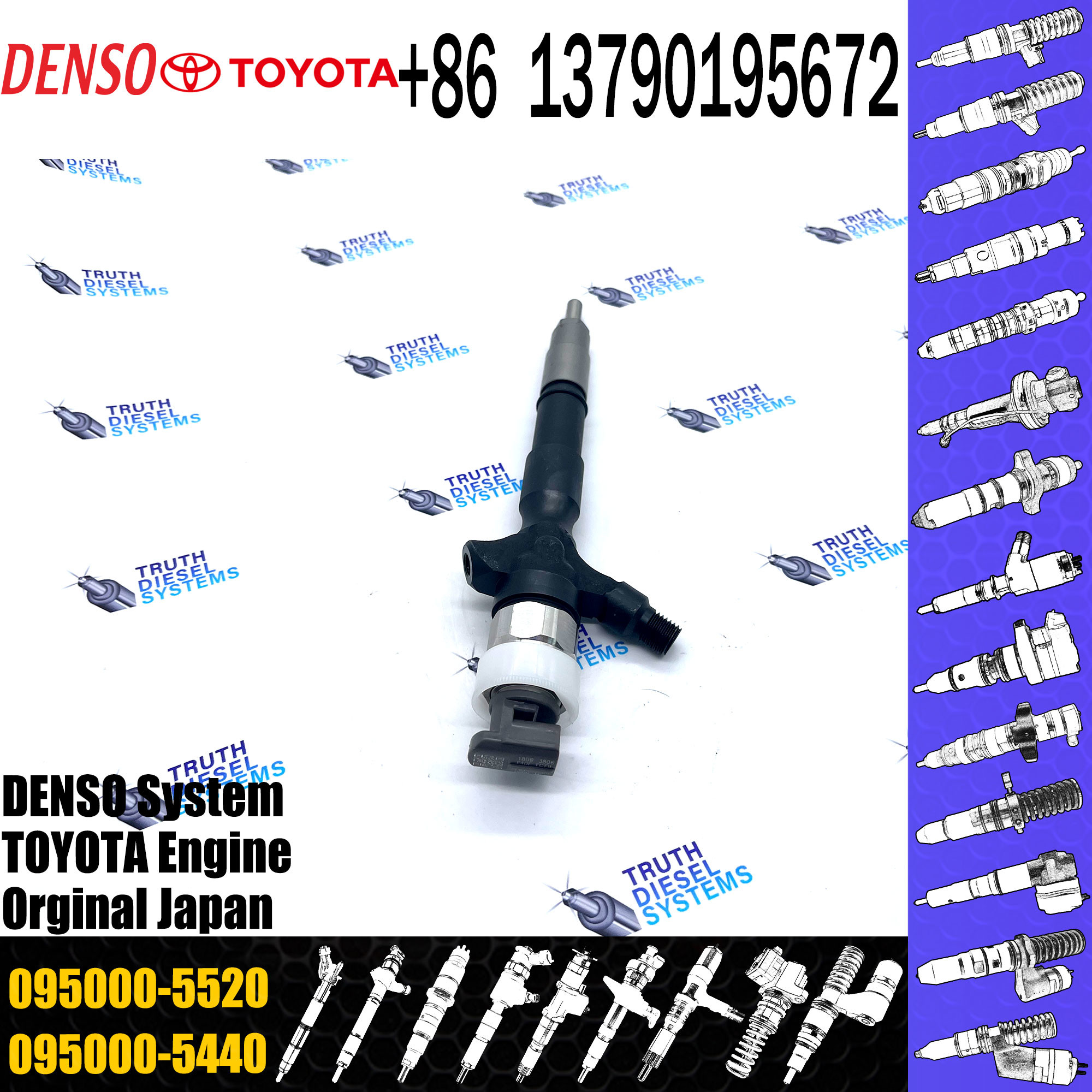 High Quality diesel fuel injector 095000-5520 For TOYOTA HILUX 2KD-FTV 23670-0L010