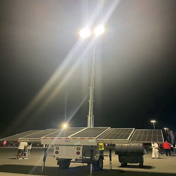 Portable Solar Light Tower Surveillance Tower Lighting Mining Operations Mobile Lighting Tower