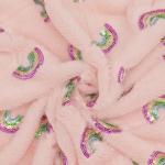 Recycled 100 Polyester Rabbit Fur Rainbow Style Sequins Embroidery on Plush