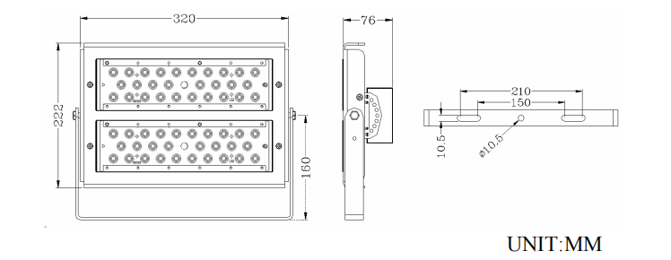 25D / 60D /90D/ 150*65D 100W Outdoor IP65 Waterproof High Power Led Flood Lights fixtures for Sports Area Lighting 4