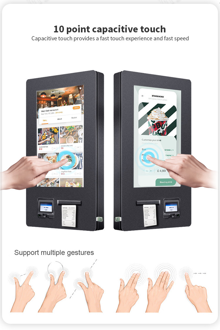 32"Outdoor Wall Mount Waterproof Touch Screen Self Order Payment With Printer