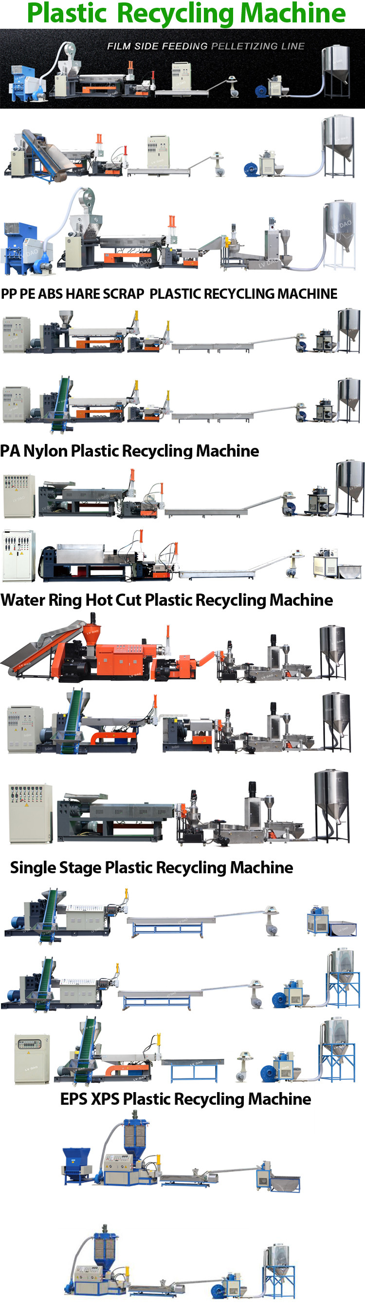 Customized Voltage PET Plastic Recycling Machine / Plastic Pelletizing Machine