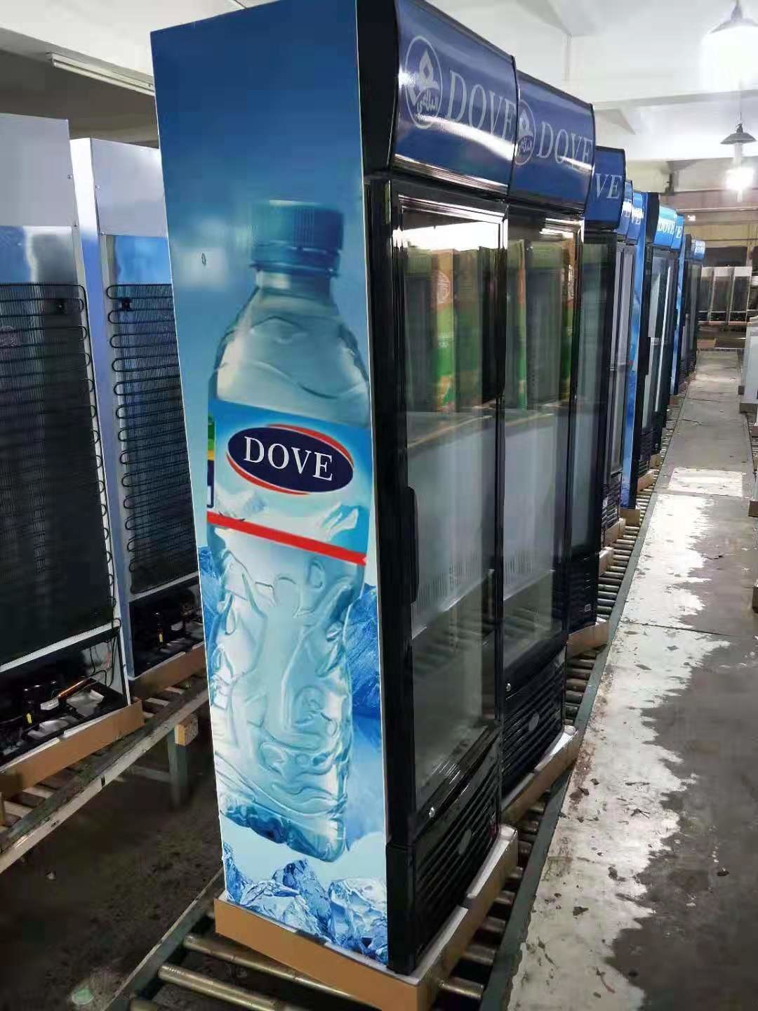 Cold Drink Beverage Display Cooler Fridge / Store Upright Glass Door Display Refrigerator