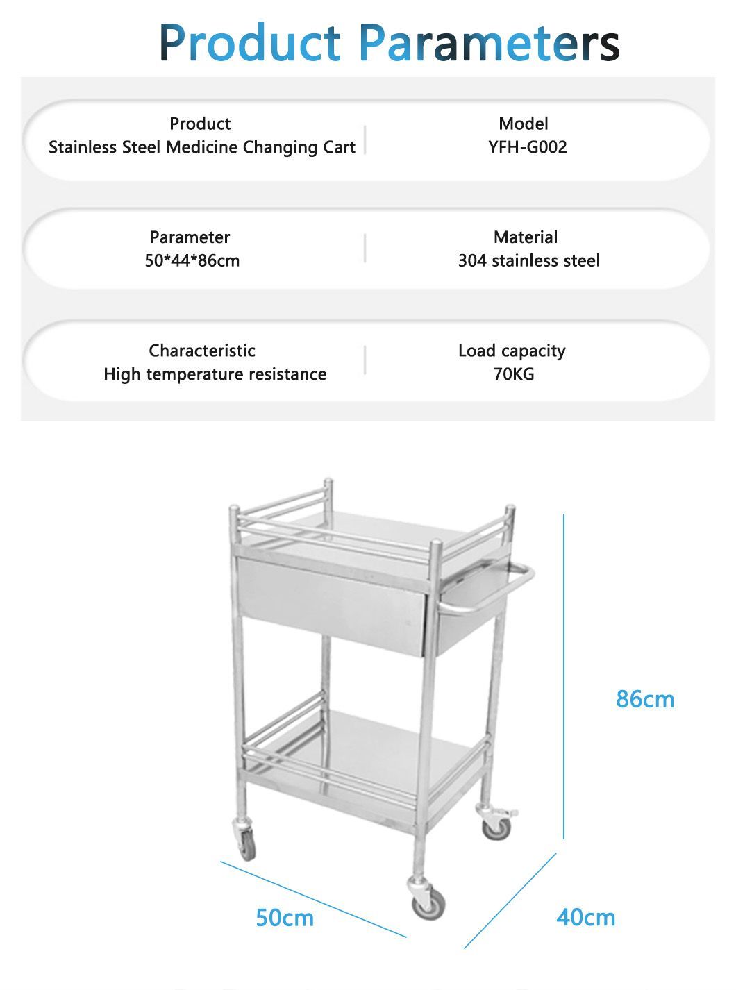 Emergency Carts Drugs Surgical Care Hospitals Clinics Medical Stainless Steel Medicine Carts