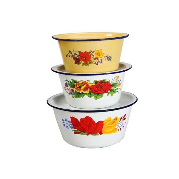 Eco Friendly Enamel Storage Bowl Large African Enamelware Wash Basin Customizable Size