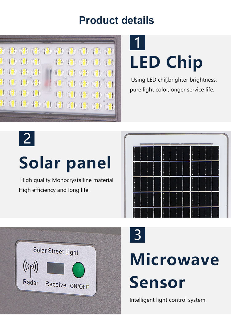 IP65 Outdoor ABS High Power Solar Street Light 50w 100w 150w 250w