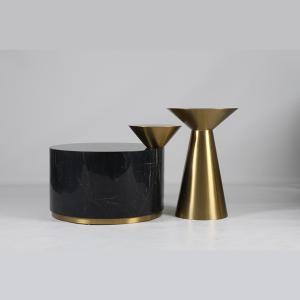 Quality Luxury Golden Stainless Steel Round Coffee Table UnFolded for sale