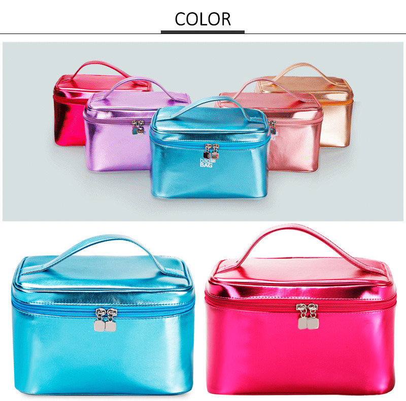 Waterproof Blue Cylinder Bucket Wash PU Leather Bag
