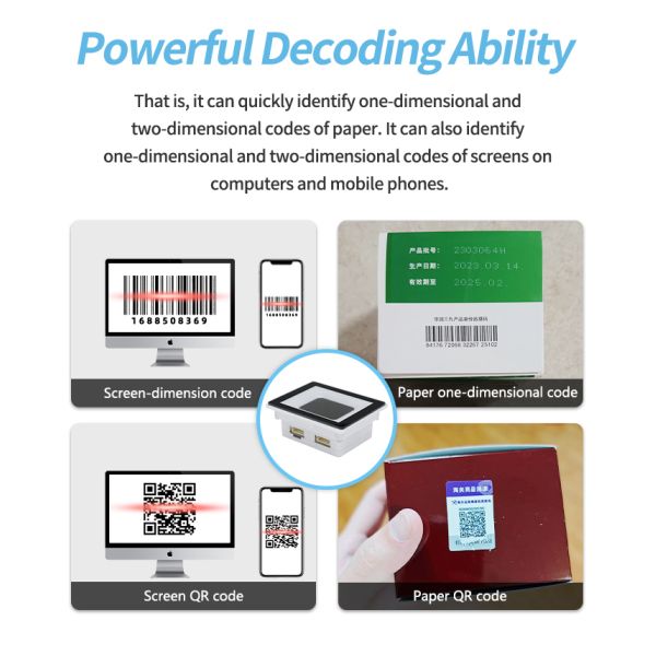 Embedded NFC Barcode Scanner PDF417 Wiegand QR Code Reader White