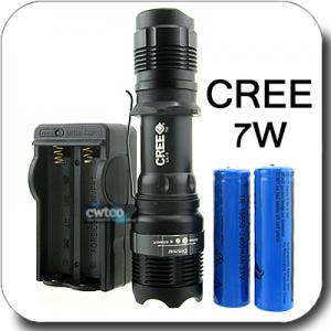 Quality 7 Watt 400 Lumens Powerful Waterproofing Cree Led Zoomable Flashlight Torch Nightlight for sale