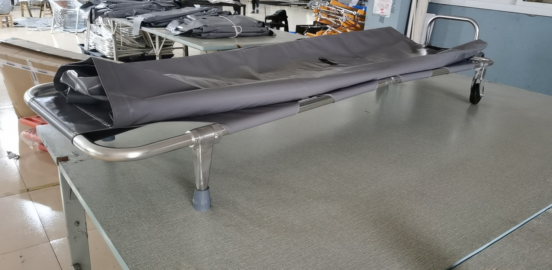 Emergency Folding Funeral Body Stretcher for Ambulance with Wheels 185 X 48 X 21CM Grey
