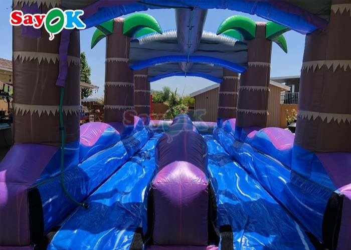 Purple Inflatable Water Slide Commercial Grade Water Slide Inflatable With Pool