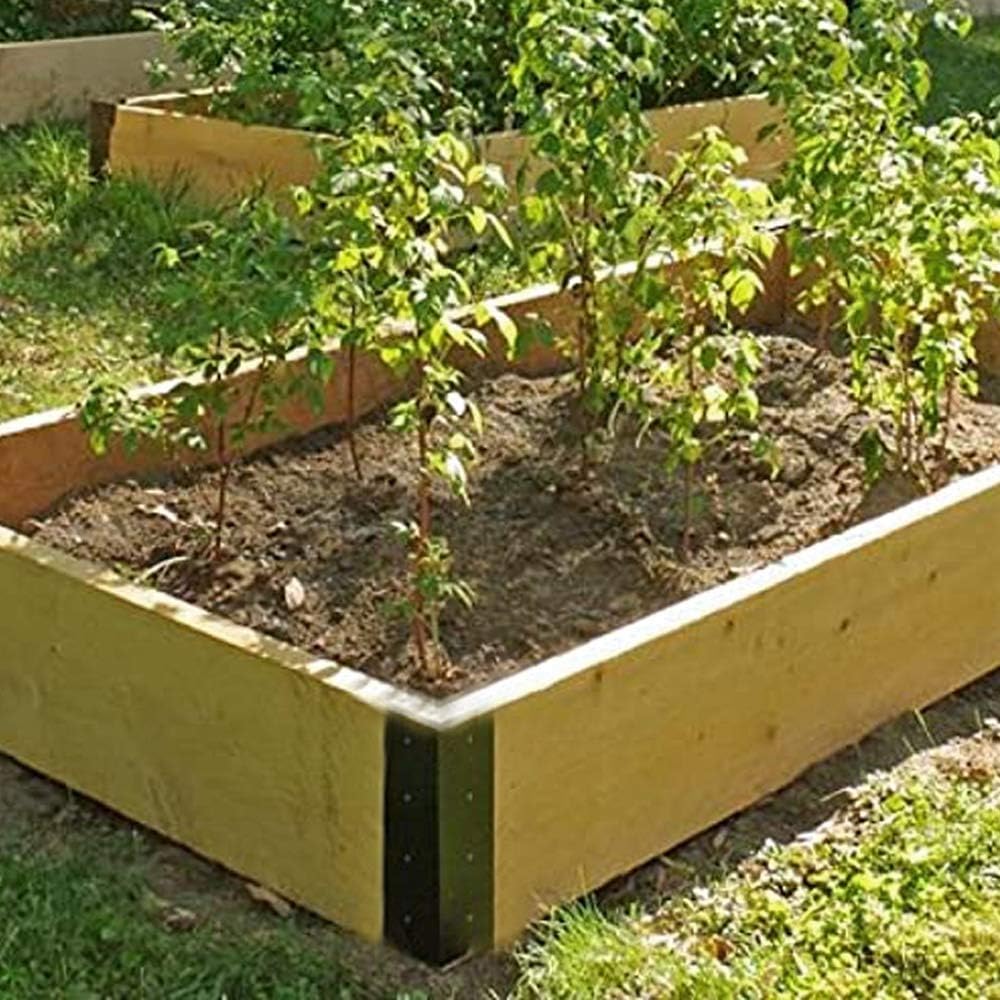 Raised Garden Bed Corner Brackets 17.25 inch Set of 4 Matte Black Finish Rustproof Steel