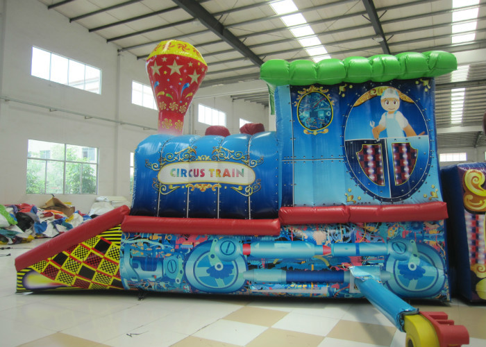 Colourful Amusement Park Blow Up Bounce House , Outdoor Obstacle Course Moon Bounce Inflattable Tunnel