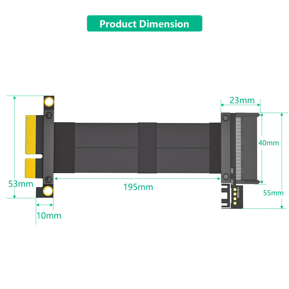 180 Degree SFF-8639 (U.2) To PCI-E 3.0 4X Ribbon Extender Cable for U.2 NVME SSD High speed transmission without delay