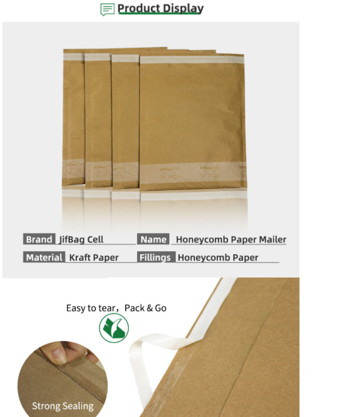 Self Adhesive Recycled Honeycomb Padded Mailer 100% Biodegradable Paper Envelopes