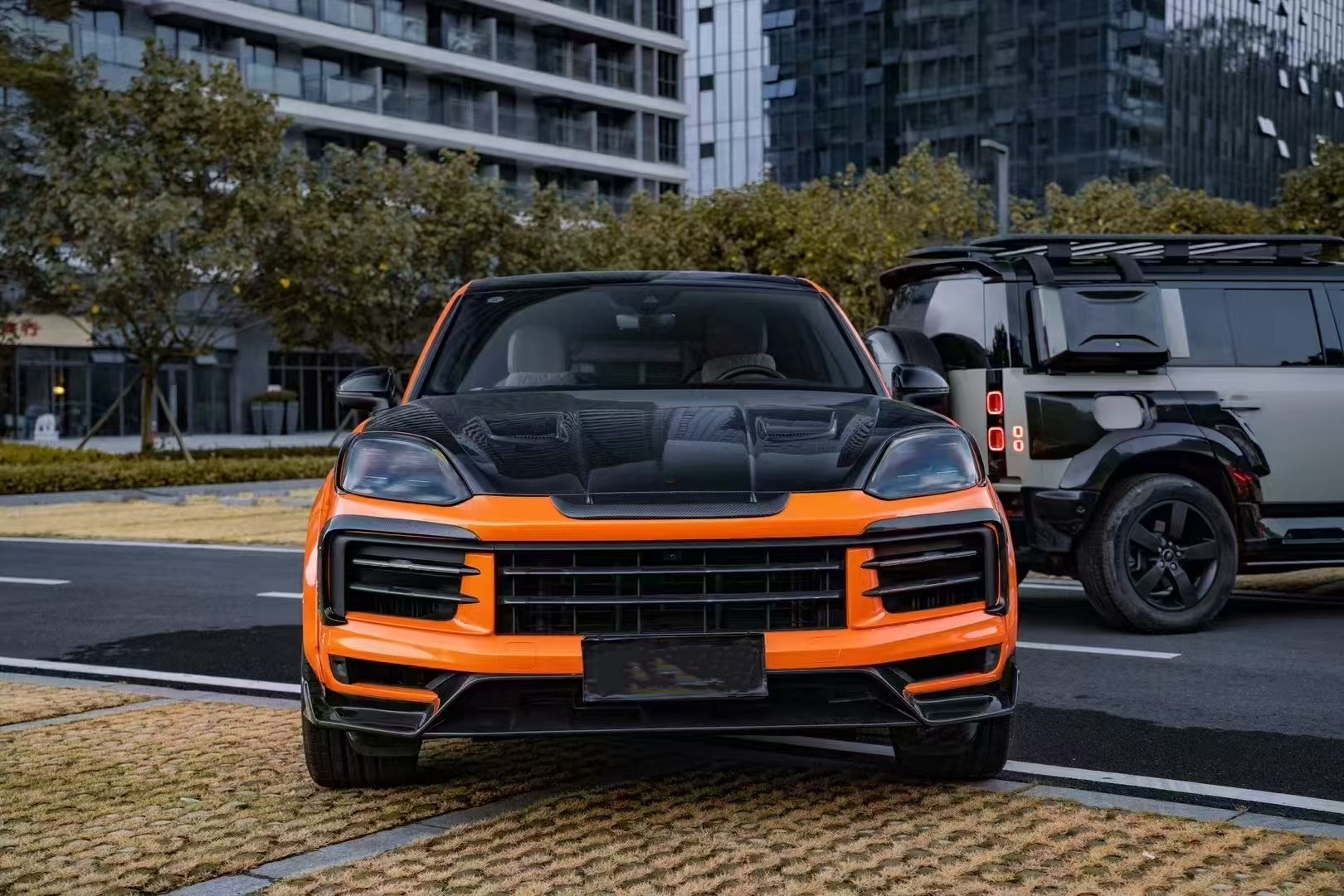 Porsche Cayenne Widebody Body Kit MSY Style Front Lip Diffuser Spoiler Body Kit Porsche