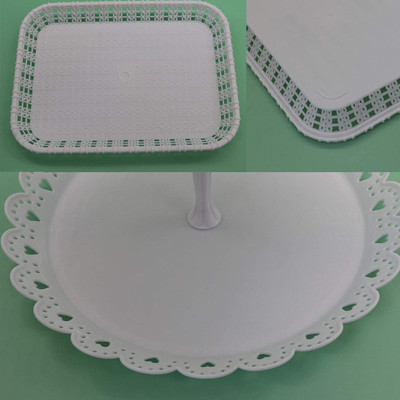 Plastic White 2 3 Tier Cupcake Stand Fruit Plate Cakes For Wedding