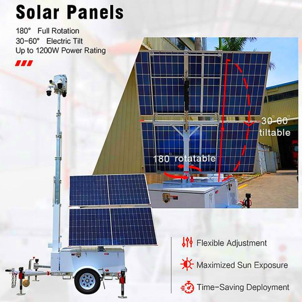 Affordable Solar Light Tower Working Temp -20℃~50℃ Integrated LED Lighting Event Venues Outdoor Light Tower
